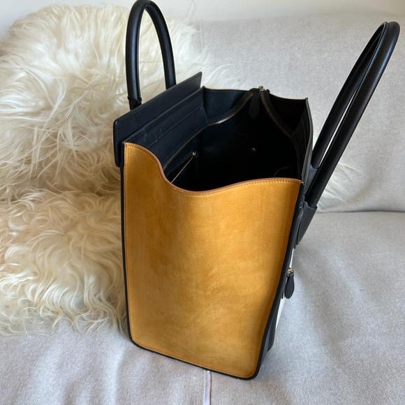 Celine Mini Luggage Shopper Tote in Mustard/Black/Grey color block - Picture 5 of 11